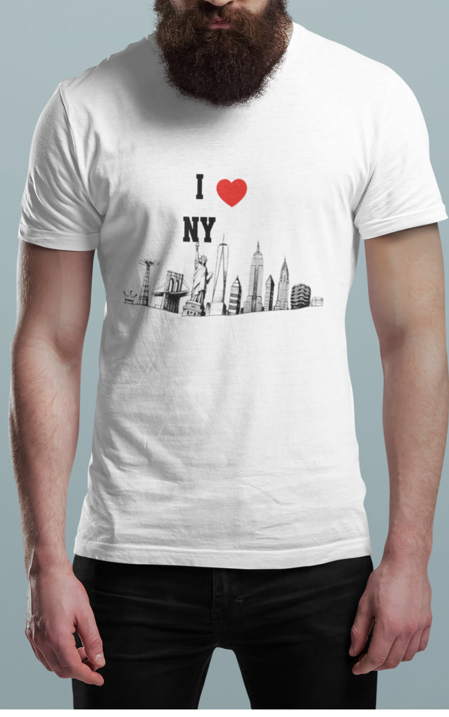 I love NY- slim fit Cotton Crew Tee
