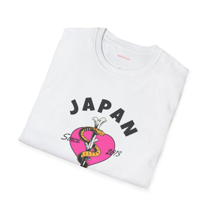 Vintage Japan Ginza Tokyo T-Shirt - Aesthetic Japanese Streetwear, Retro Snake Heart Graphic Tee, Harajuku