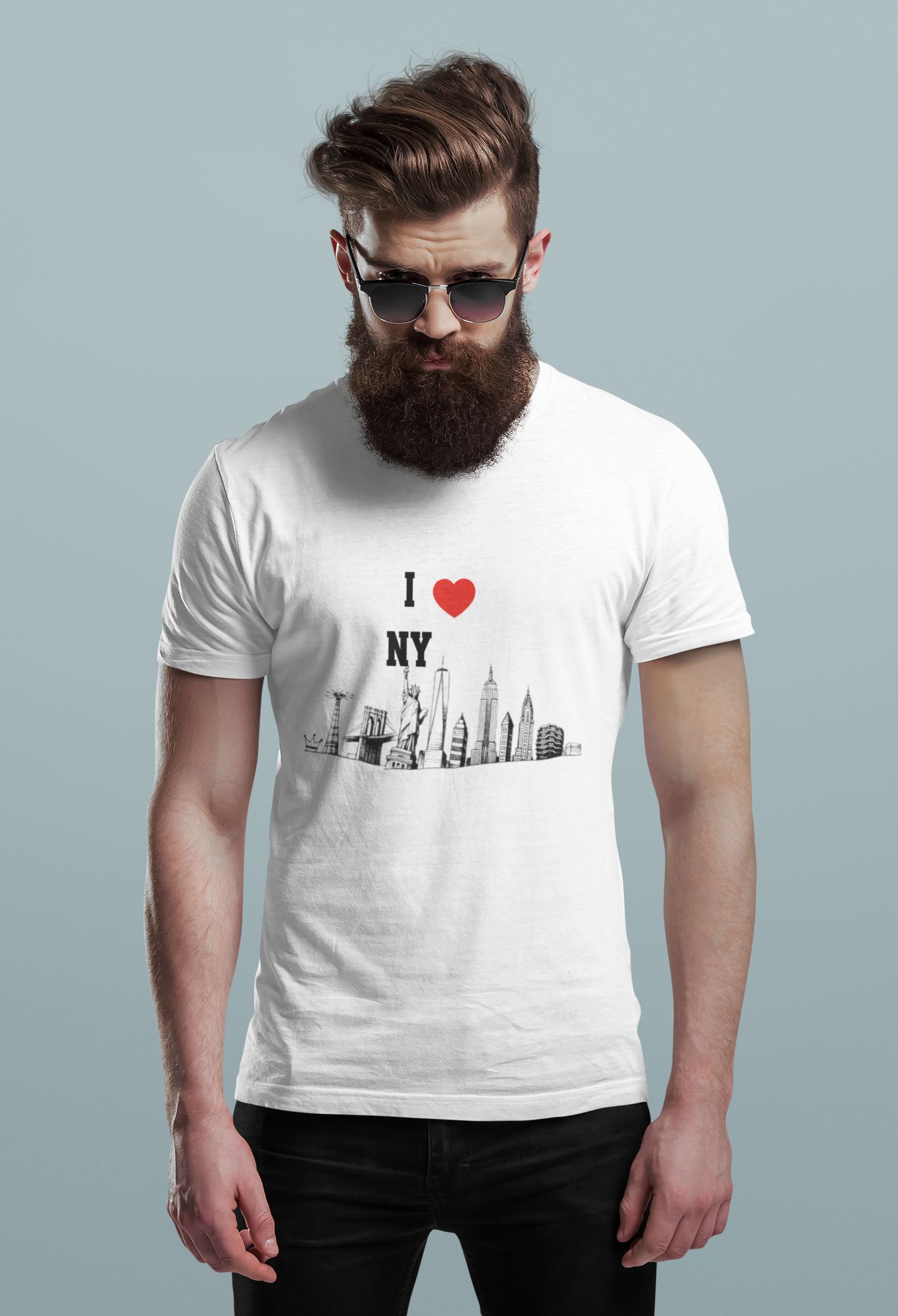 I love NY- slim fit Cotton Crew Tee