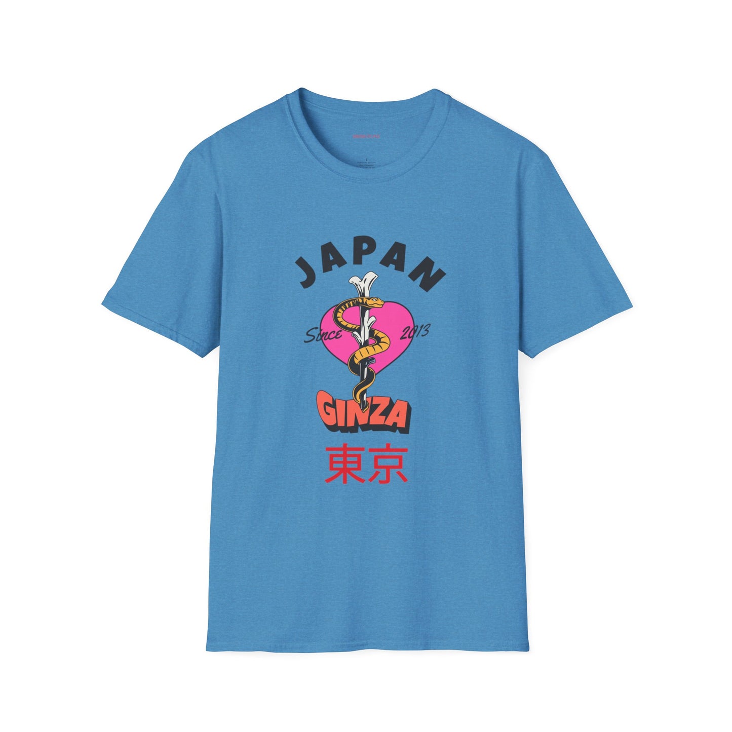 Vintage Japan Ginza Tokyo T-Shirt - Aesthetic Japanese Streetwear, Retro Snake Heart Graphic Tee, Harajuku